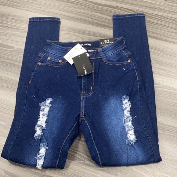 Fashion Nova Teenage Fever Blue Jeans Distressed Ripped Denim Pants Size… - Picture 10 of 15